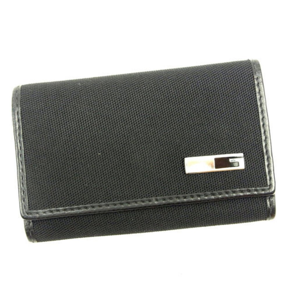 Authentic Used  Gucci Key holder Key case G logos Black Silver Mens